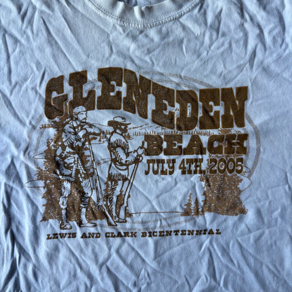 VINTAGE Y2K 2005 LEWIS AND CLARK GLENEDEN BEACH T-SHIRT BICENTENNIAL MEN MEDIUM